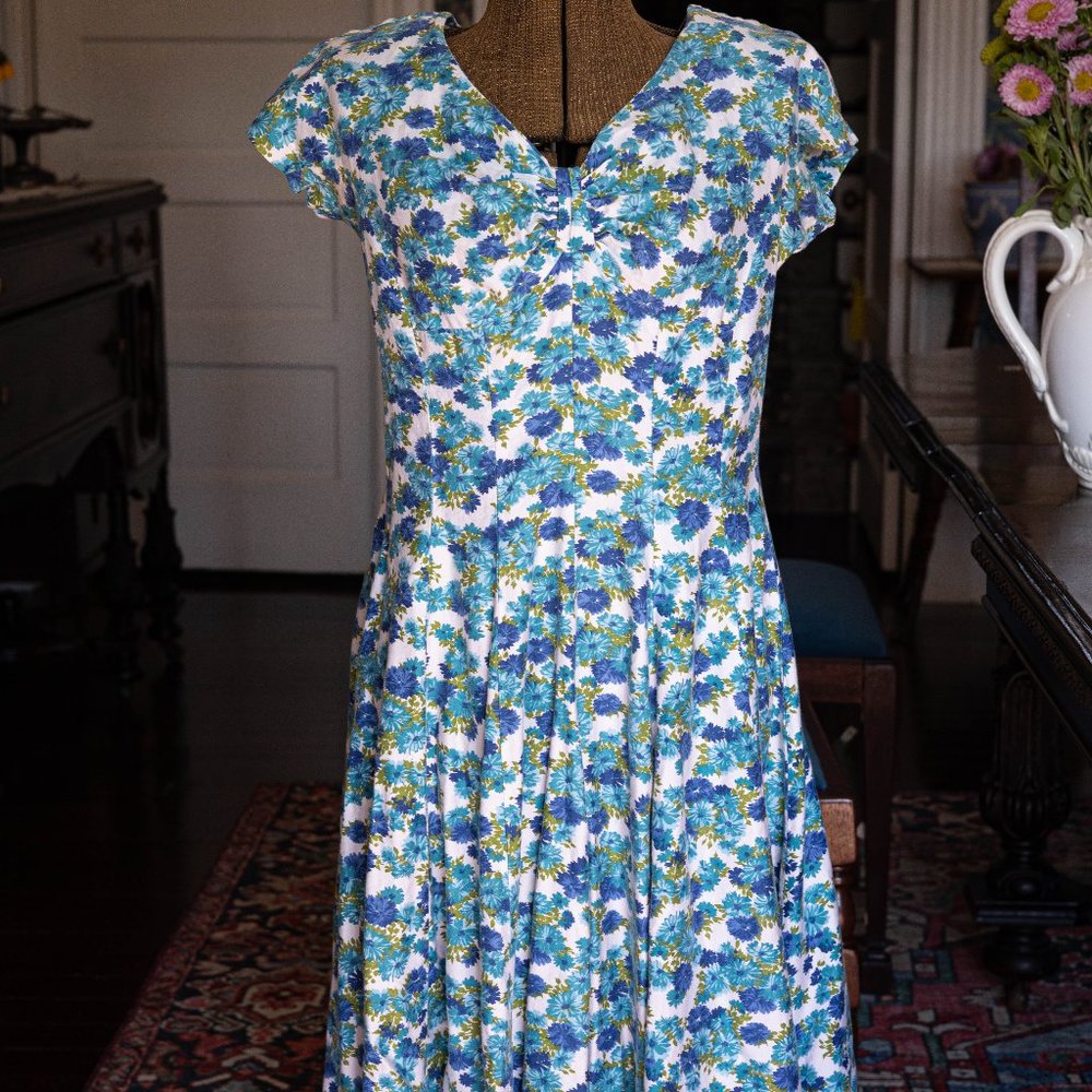 Vintage Green Floral Dress